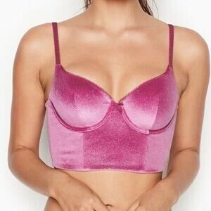 Victoria's Secret Body by Victoria Velour Long Line Lined Demi Bra 34DD $65.00